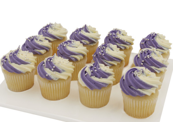 Purple White Swirl Deco Cupcakes - 7cm