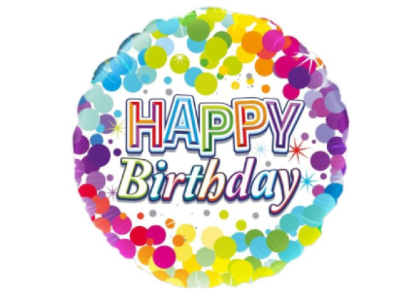 Happy Birthday Foil Balloon - Colourful Confetti